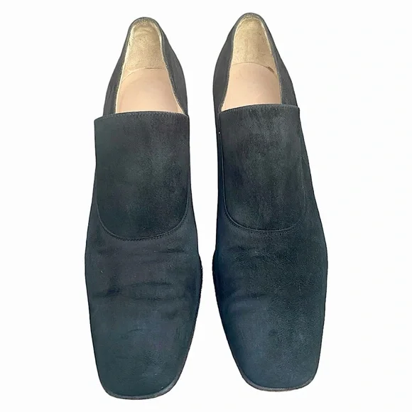 Salvatore Ferragamo Black Suede vintage Shoes size 7.5AA (narrow) - Picture 1 of 11